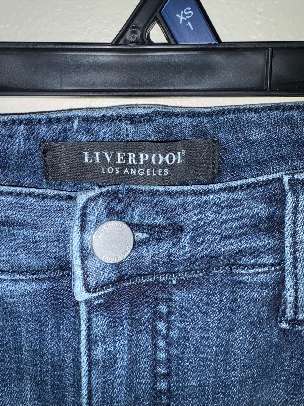 Liverpool Los Angeles Medium Blue Denim Jeans with Branded Button